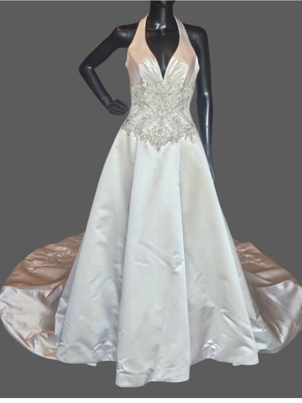 Allure Bridals Ivory A-Line Gown with Beaded Bodice NWOT